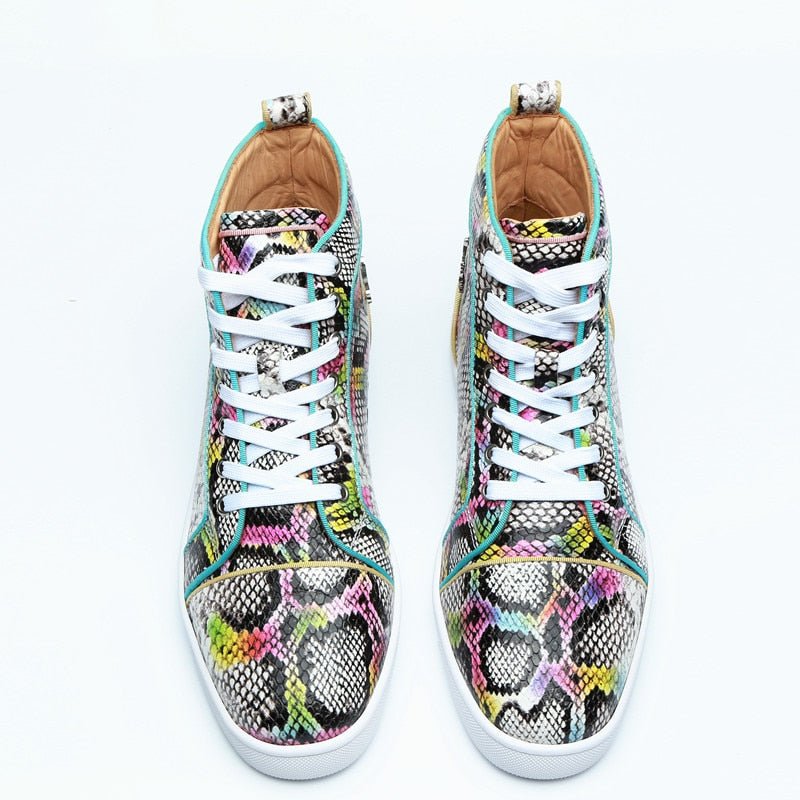 Pánske Tenisky Snakeskin Chic Multicolor High Top Vodeodolné Topánky - Exotické