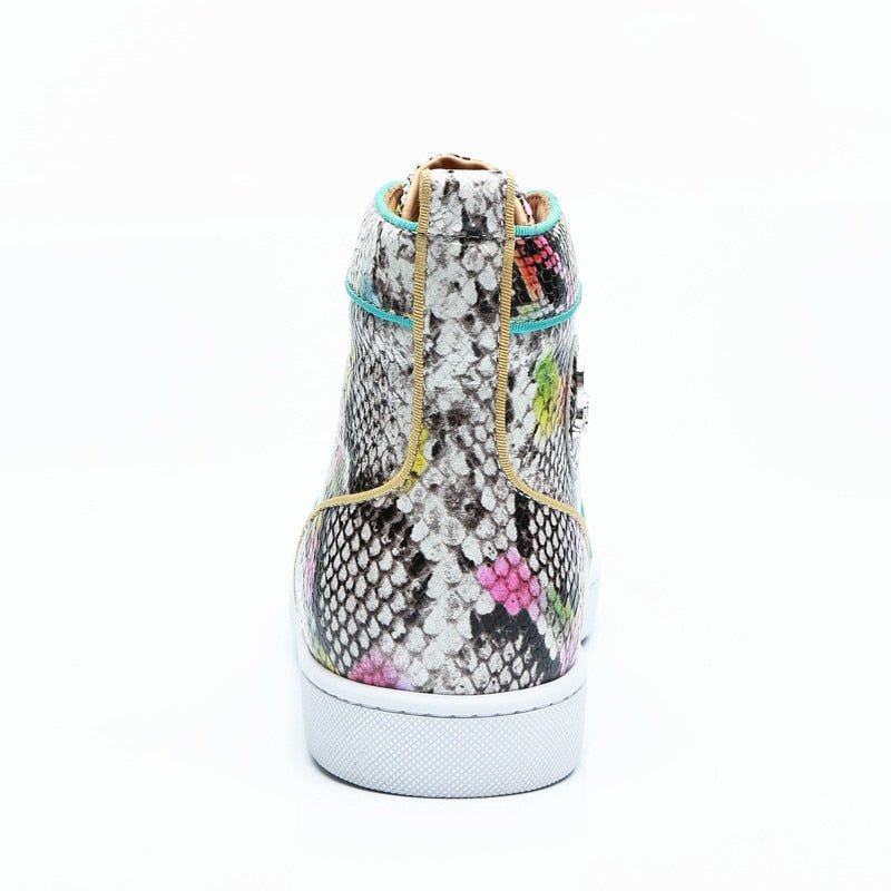 Pánske Tenisky Snakeskin Chic Multicolor High Top Vodeodolné Topánky - Exotické