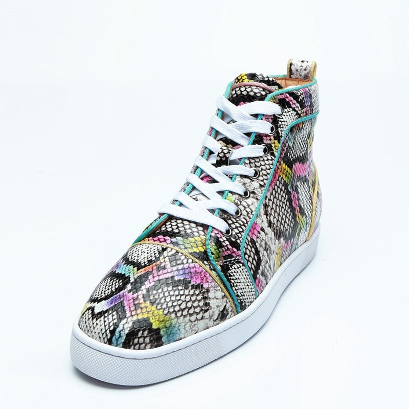 Pánske Tenisky Snakeskin Chic Multicolor High Top Vodeodolné Topánky - Exotické