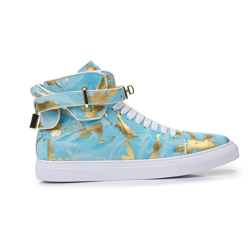 Pánske Tenisky Streetwise Graffiti Cow Leather High Tops - Modrá