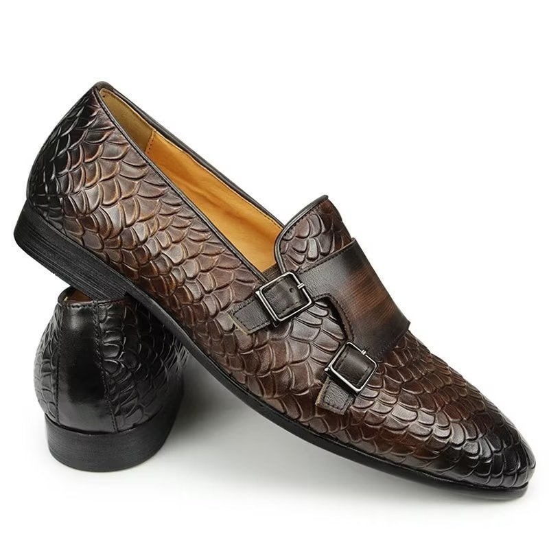 Pánske Topánky Na Voľný Čas Croc Pattern Elegant Slip On Loafers - Káva