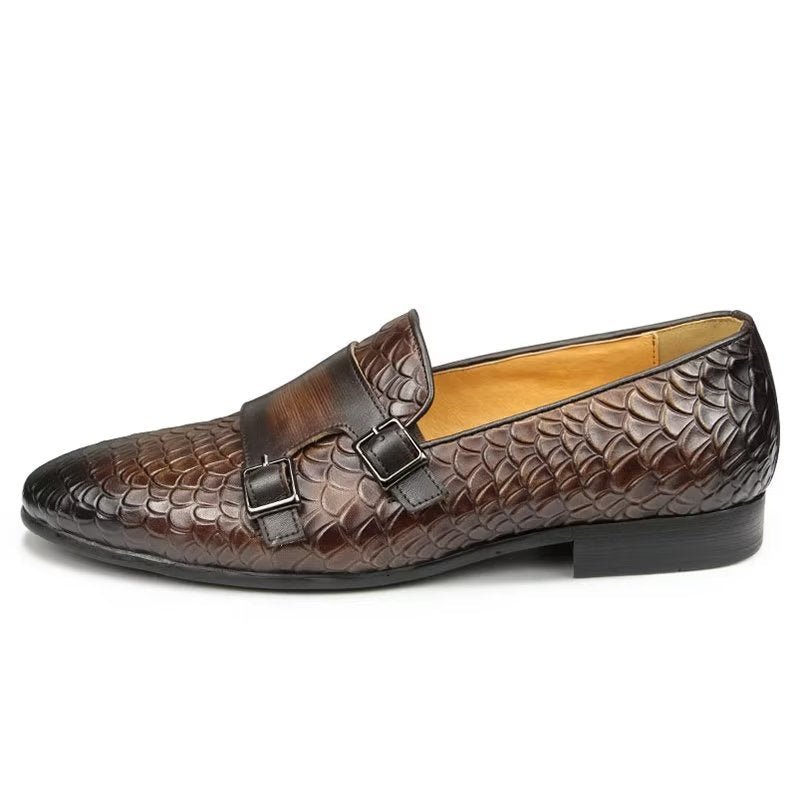 Pánske Topánky Na Voľný Čas Croc Pattern Elegant Slip On Loafers - Káva