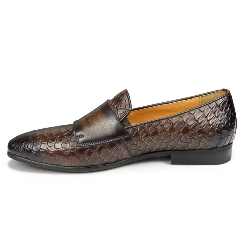 Pánske Topánky Na Voľný Čas Croc Pattern Elegant Slip On Loafers - Káva