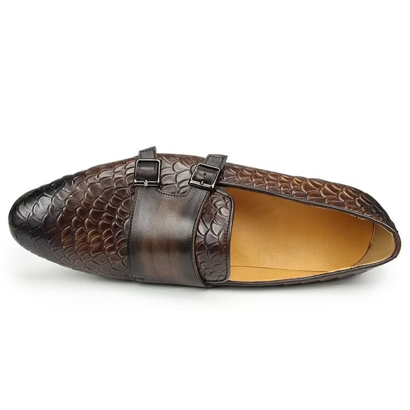 Pánske Topánky Na Voľný Čas Croc Pattern Elegant Slip On Loafers - Káva