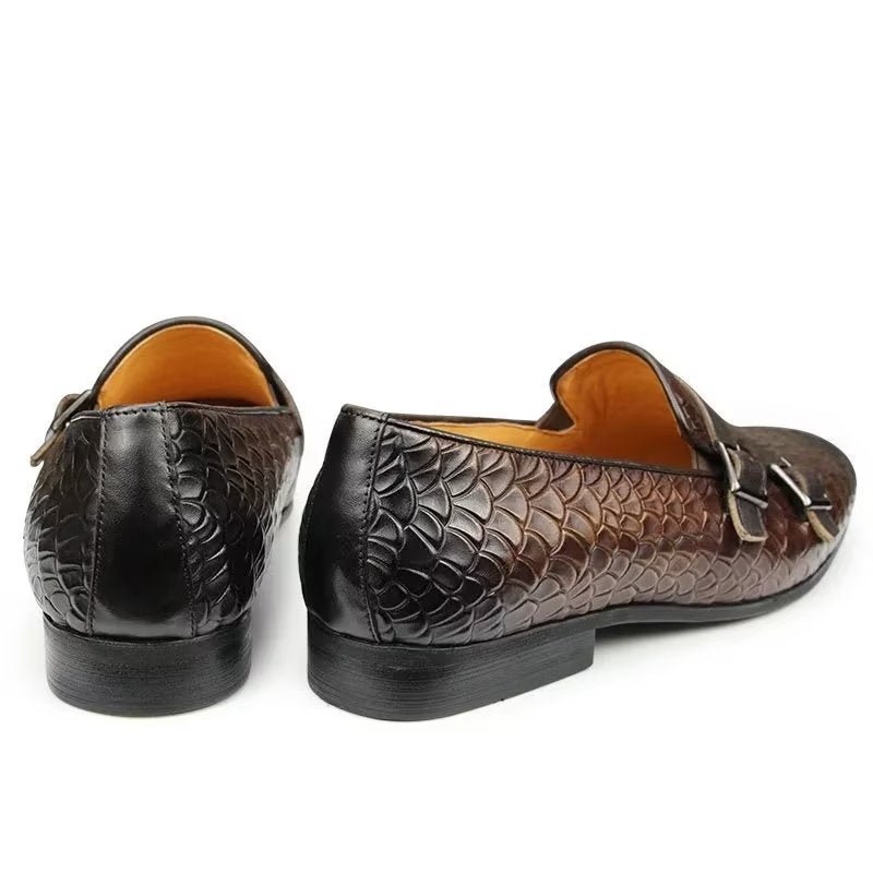 Pánske Topánky Na Voľný Čas Croc Pattern Elegant Slip On Loafers - Káva