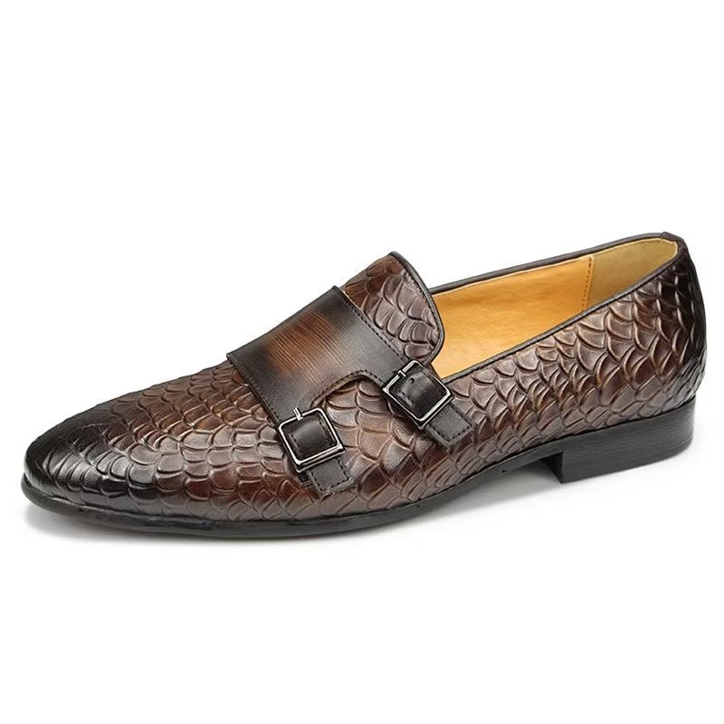 Pánske Topánky Na Voľný Čas Croc Pattern Elegant Slip On Loafers - Káva