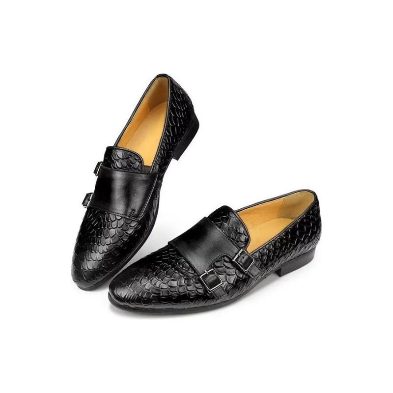 Pánske Topánky Na Voľný Čas Croc Pattern Elegant Slip On Loafers - Čierna