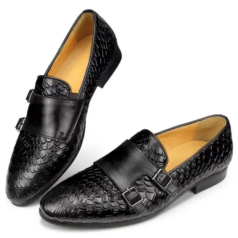 Pánske Topánky Na Voľný Čas Croc Pattern Elegant Slip On Loafers - Čierna