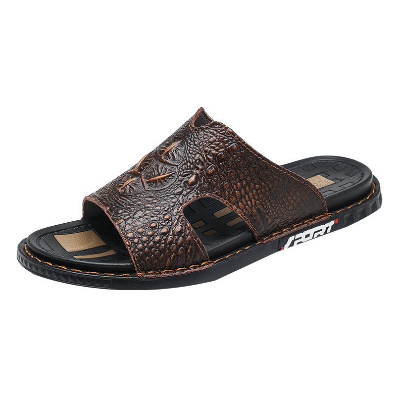 Pánske Topánky Na Voľný Čas Luxecroco Summer Chic Slip On Slides - Káva