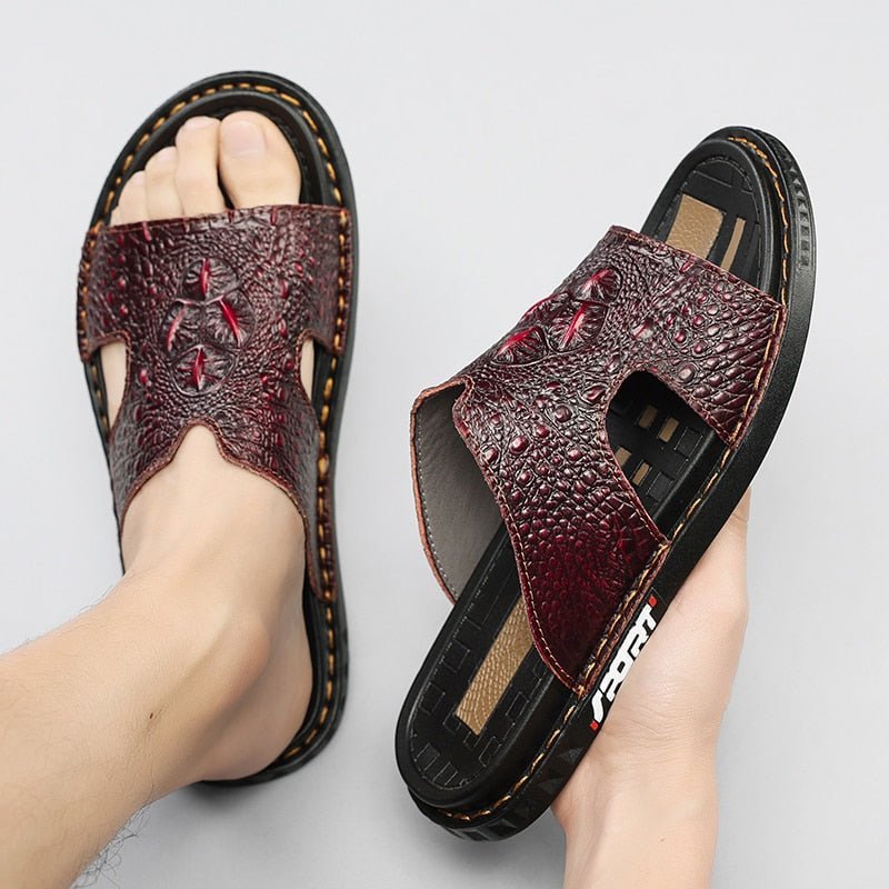 Pánske Topánky Na Voľný Čas Luxecroco Summer Chic Slip On Slides - Červená