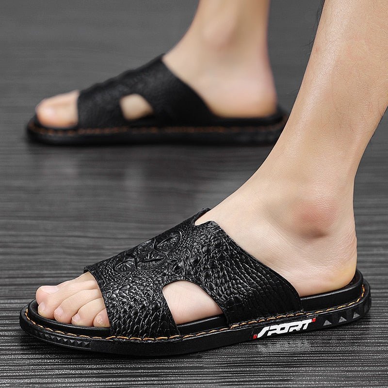 Pánske Topánky Na Voľný Čas Luxecroco Summer Chic Slip On Slides - Čierna