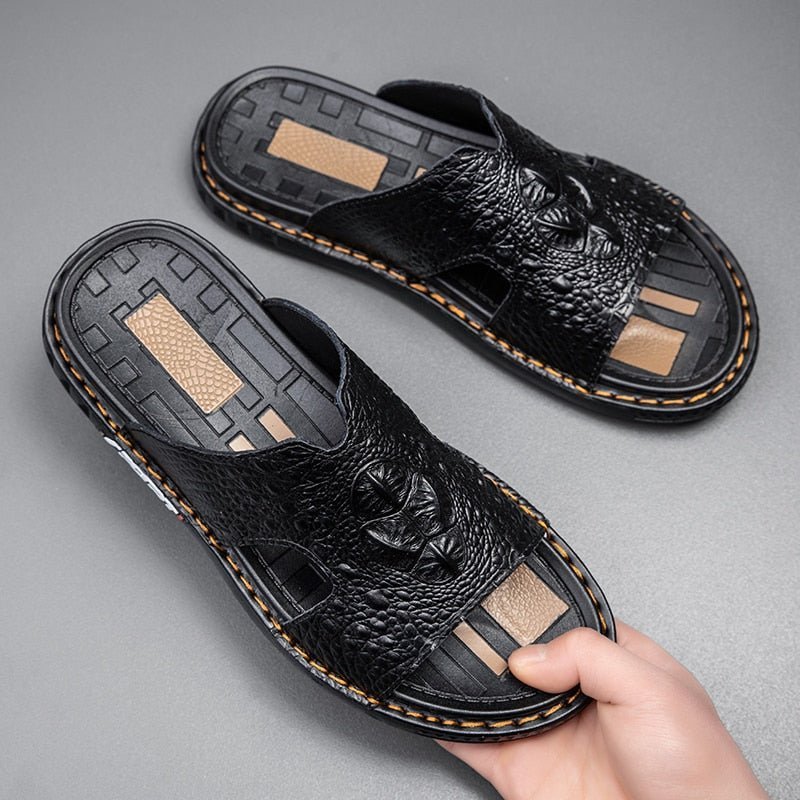 Pánske Topánky Na Voľný Čas Luxecroco Summer Chic Slip On Slides - Čierna