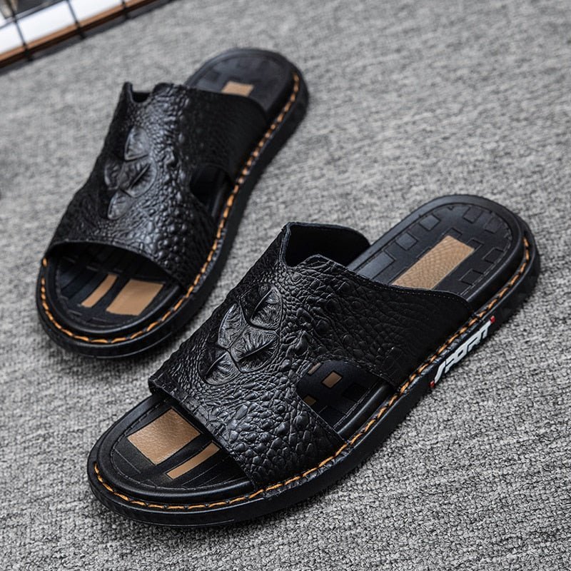 Pánske Topánky Na Voľný Čas Luxecroco Summer Chic Slip On Slides - Čierna