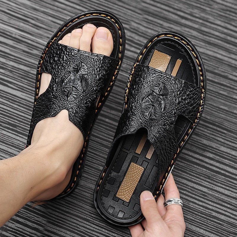 Pánske Topánky Na Voľný Čas Luxecroco Summer Chic Slip On Slides - Čierna