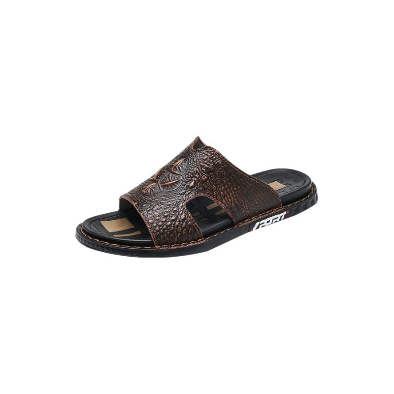 Pánske Topánky Na Voľný Čas Luxecroco Summer Chic Slip On Slides - Káva