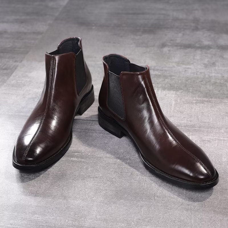 Pánske Čižmy Chelsea Boots S Reliéfnou Špičkou - Káva