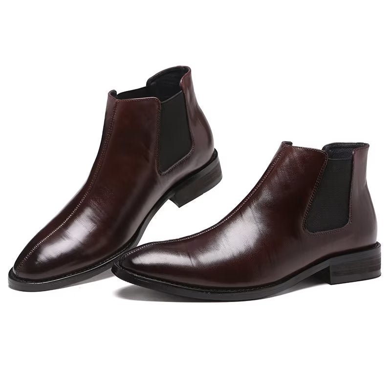 Pánske Čižmy Chelsea Boots S Reliéfnou Špičkou - Káva