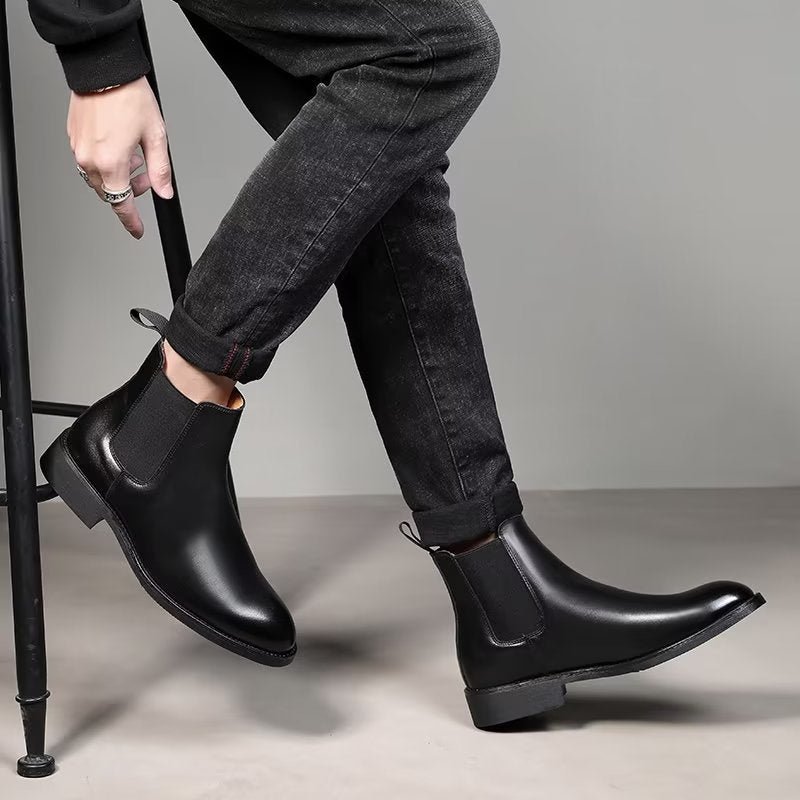 Pánske Čižmy Chelsea Boots So Špicatou Špičkou - Čierna