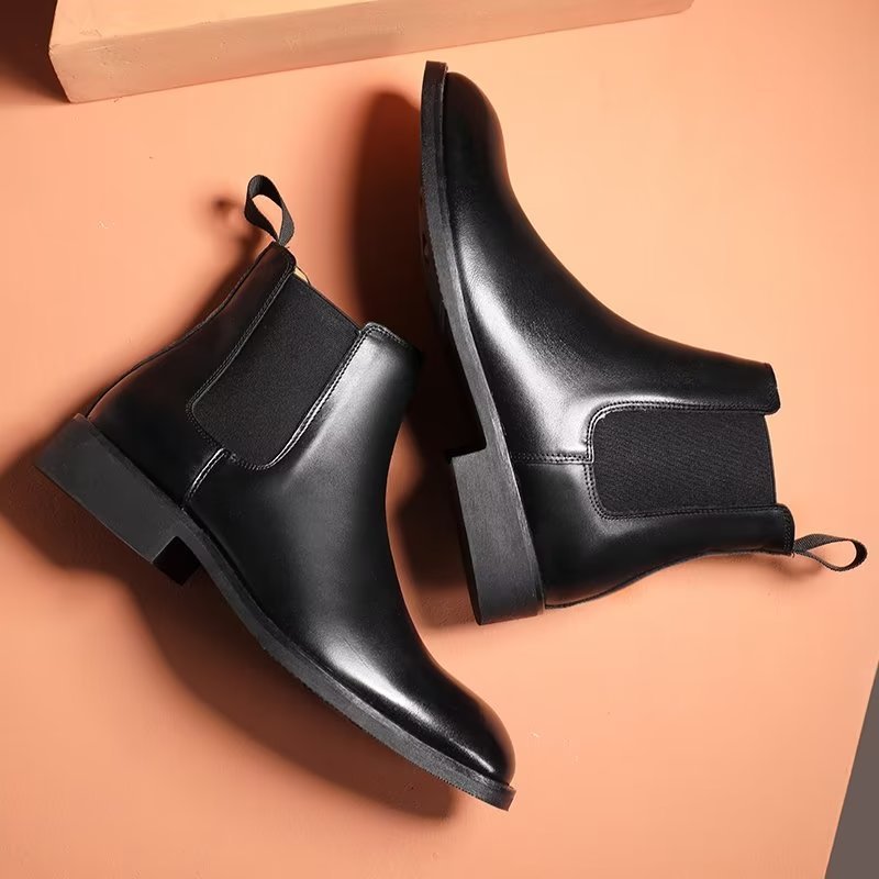 Pánske Čižmy Chelsea Boots So Špicatou Špičkou - Čierna