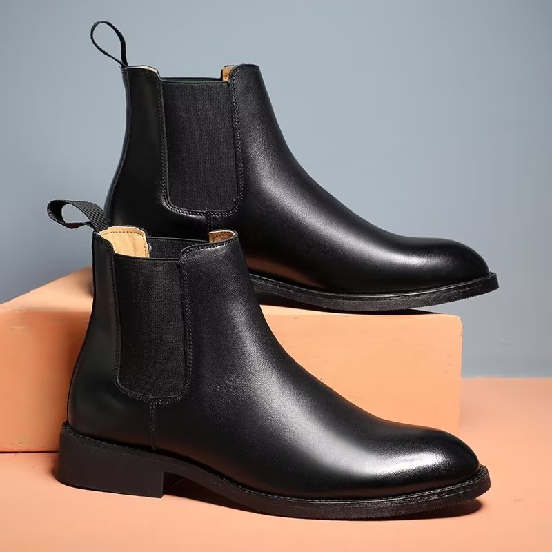 Pánske Čižmy Chelsea Boots So Špicatou Špičkou - Čierna