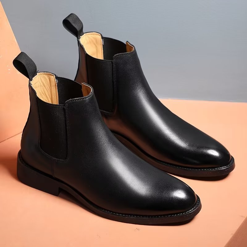 Pánske Čižmy Chelsea Boots So Špicatou Špičkou - Čierna