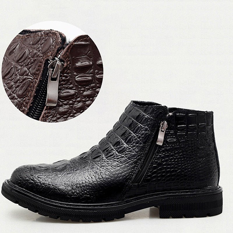 Pánske Čižmy Croc Pattern Biker Členkové - Čierna